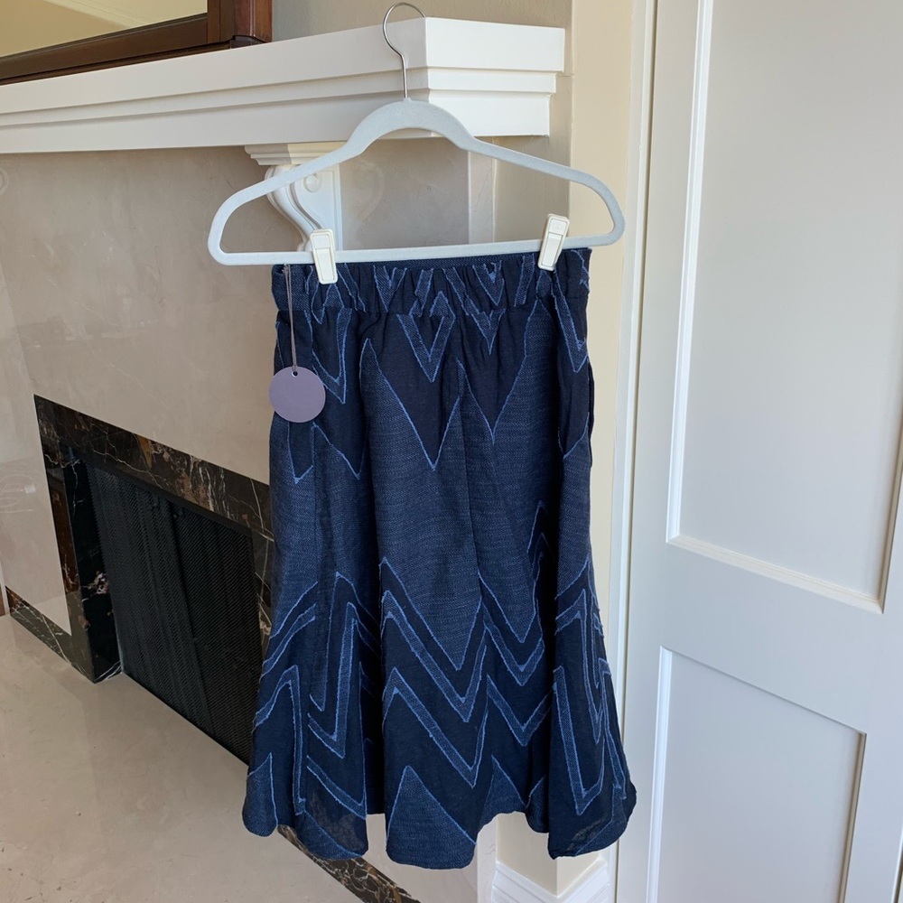 Anthropologie midi denim geometric skirt